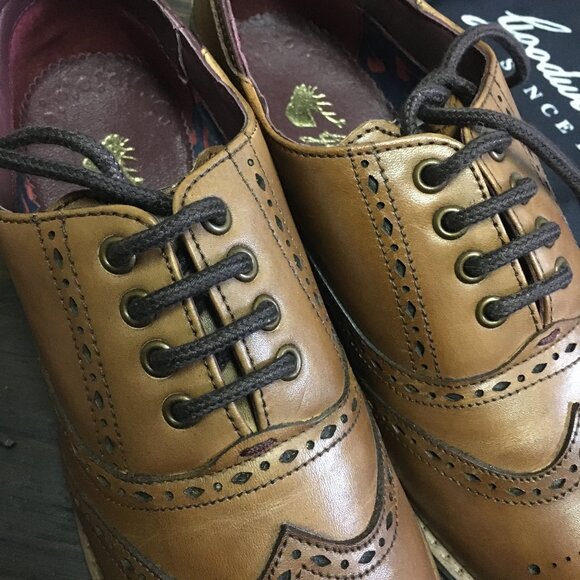 NWT Genuine Leather Cognac Oxford Wingtip Brogues - Picture 4 of 16